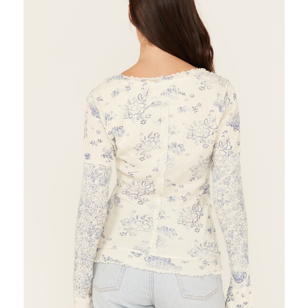 Free People Clover Printed Long Sleeve Scoop Neck Shirt - Picture 4 of 9